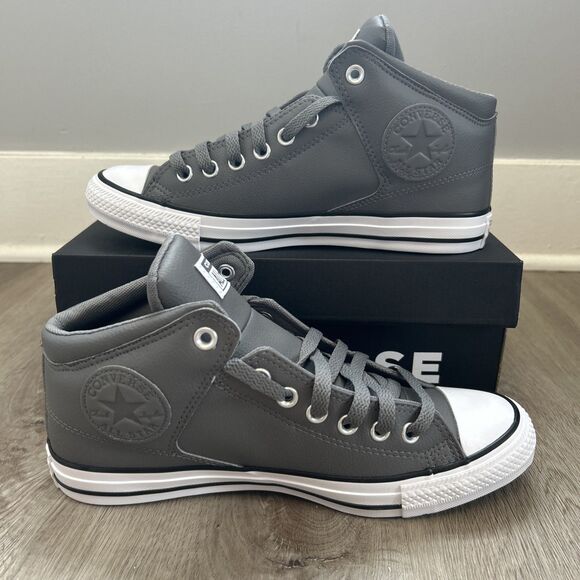 Converse Chuck Taylor All Star High Street Mens 8 Wm 10 Gray Faux Leather Shoes - Picture 1 of 10